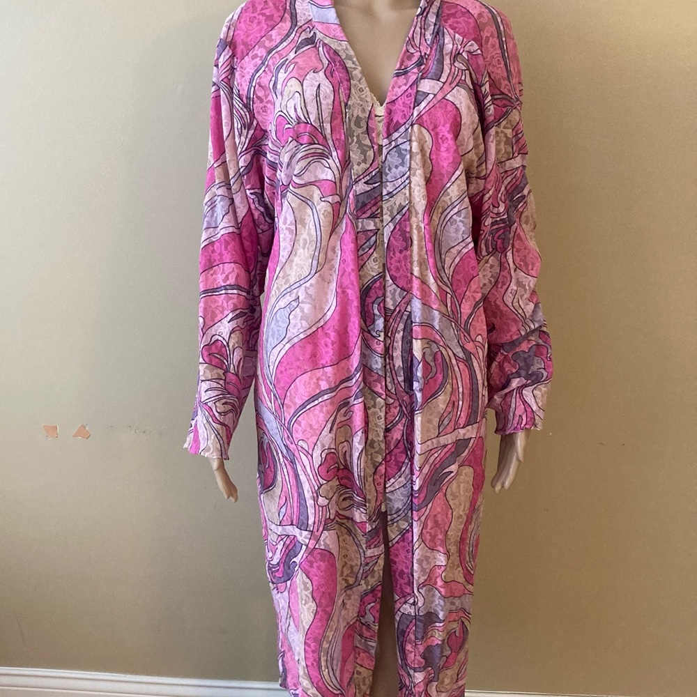 Floral Abstract Lace Lined Robe NWT - Picture 5 of 11
